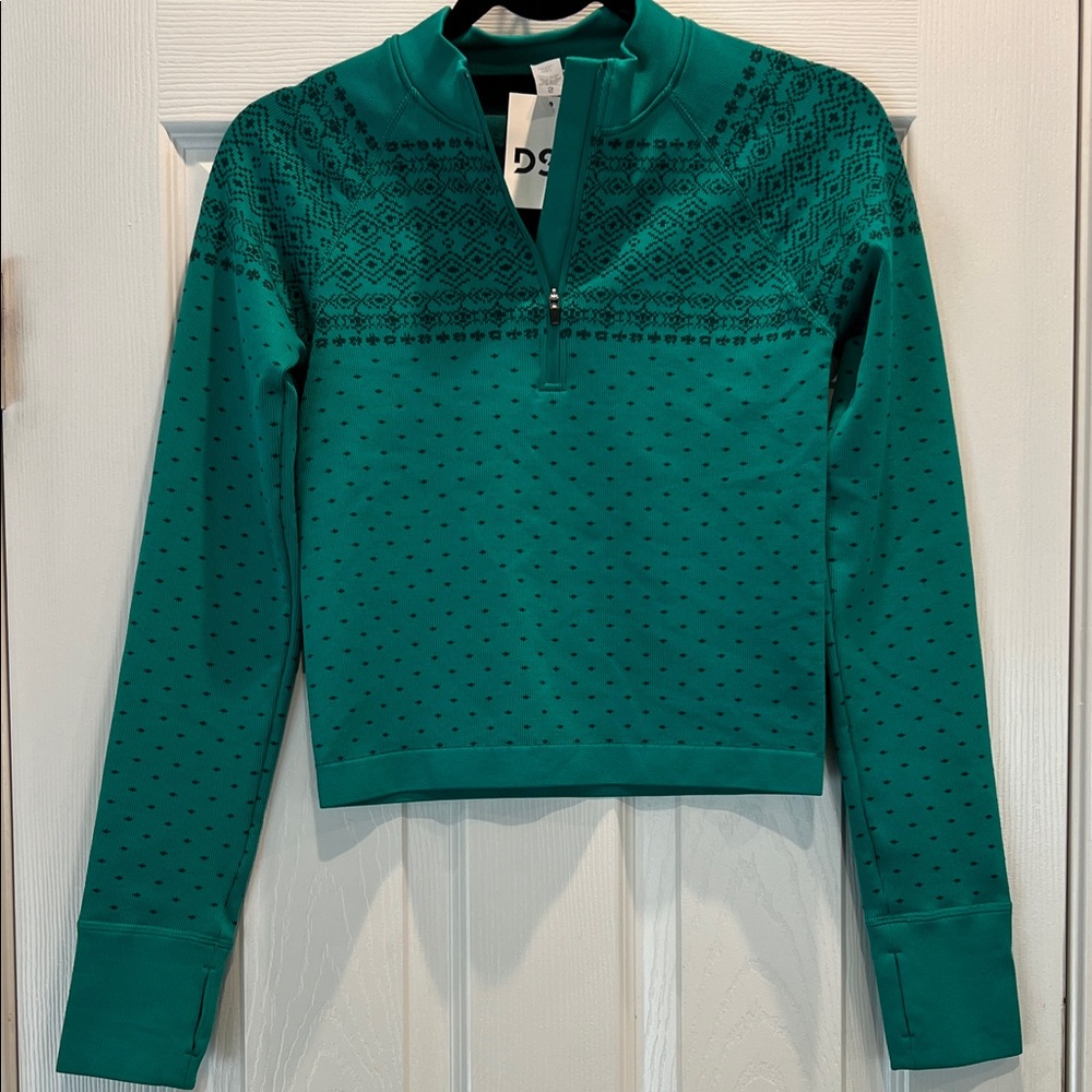 DSG Teal Patterned Quarter-Zip Top